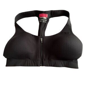 Under Armour Womens Protegée Heat Gear Sports Bra Black Front Zip Size 38C